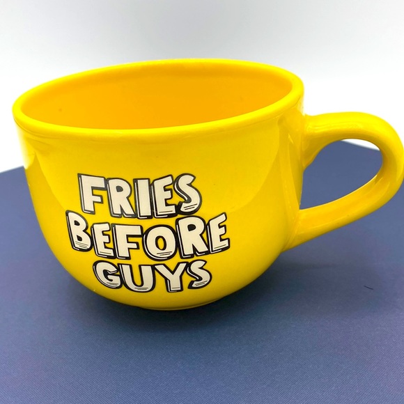 unbranded Other - Bright Yellow Novelty Oversized Mug“Fries Before Guys.”